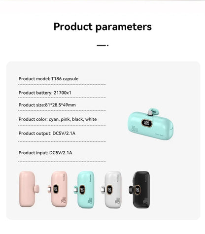 Xiaomi Mijia 30000mAh Mini Portable Power Bank Capsule Mobile Power Supply Emergency External Battery Fast Charger For iPhone 16