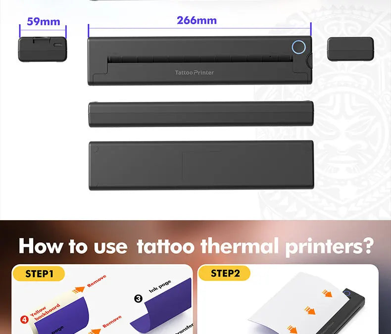 Inkless A4 Thermal Printer Portable Wireless Bluetooth Tattoo Stencil Printer A4 Paper PDF Excel Document Picture Print Machine