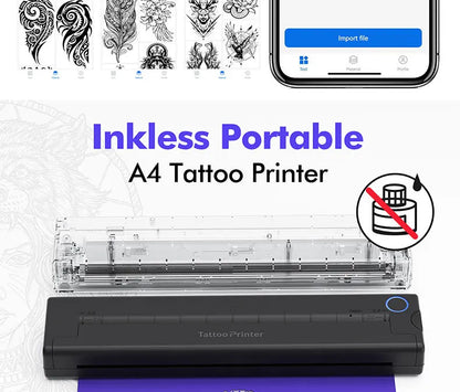 Inkless A4 Thermal Printer Portable Wireless Bluetooth Tattoo Stencil Printer A4 Paper PDF Excel Document Picture Print Machine