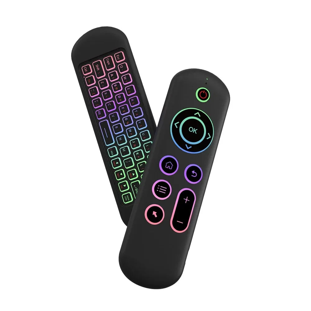 2.4GHz Wireless M5 Air Mouse Bluetooth5.2 Mini Keyboard Voice Backlit Remote Control IR Learning Remote Control for PC Android