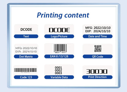 DCODE 1755PLUS 12.7mm Portable Printers Handheld Inkjet Printer Text QR Barcode Batch Number Logo Image Date Printing Machine