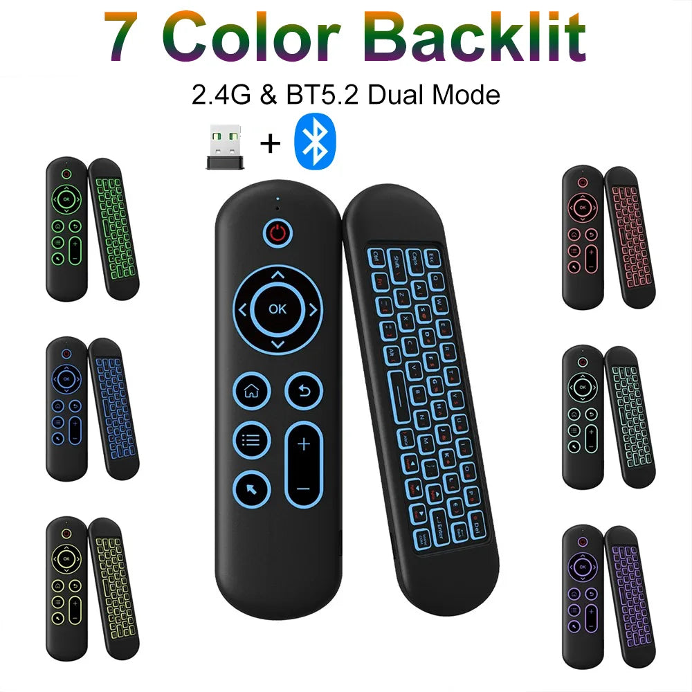 2.4GHz Wireless M5 Air Mouse Bluetooth5.2 Mini Keyboard Voice Backlit Remote Control IR Learning Remote Control for PC Android