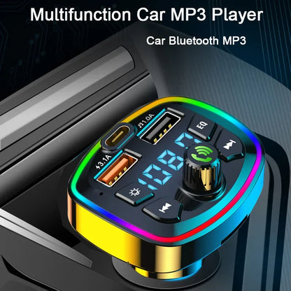 VIKEFON Wireless Handsfree Car MP3 Player - True 3.1A Dual USB Port PD Charging, Car FM Transmitter, Quick Charge Easy to Use