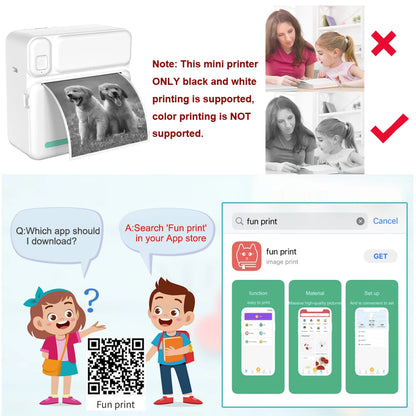 Portable Mini printer,thermal pocket Label  printer, for Android or IOS APP, inkless sticker printer, suitable for home, office