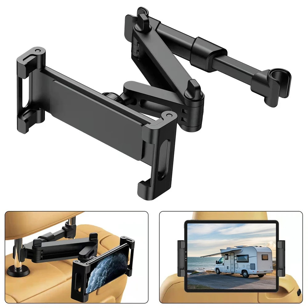 Car Tablet Holder Headrest Tablet Mount Headrest Stand Cradle Car Seat Rear Headrest Bracket for Phone Tablet 4.7-12.9 Inch