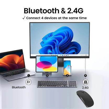 Bluetooth Wireless Keyboard Mini Keyboard For MacBook iPad  2.4G Rechargeable Gaming Receiver For Android iOS Windows