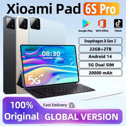 2025 Global Mi 11 inch tablet Android 14 Pad 6S Pro 16GB 1TB Snapdragon 8 Gen2 4K HD 5G WIFI Bluetooth WPS 20000mAh tablets Tab