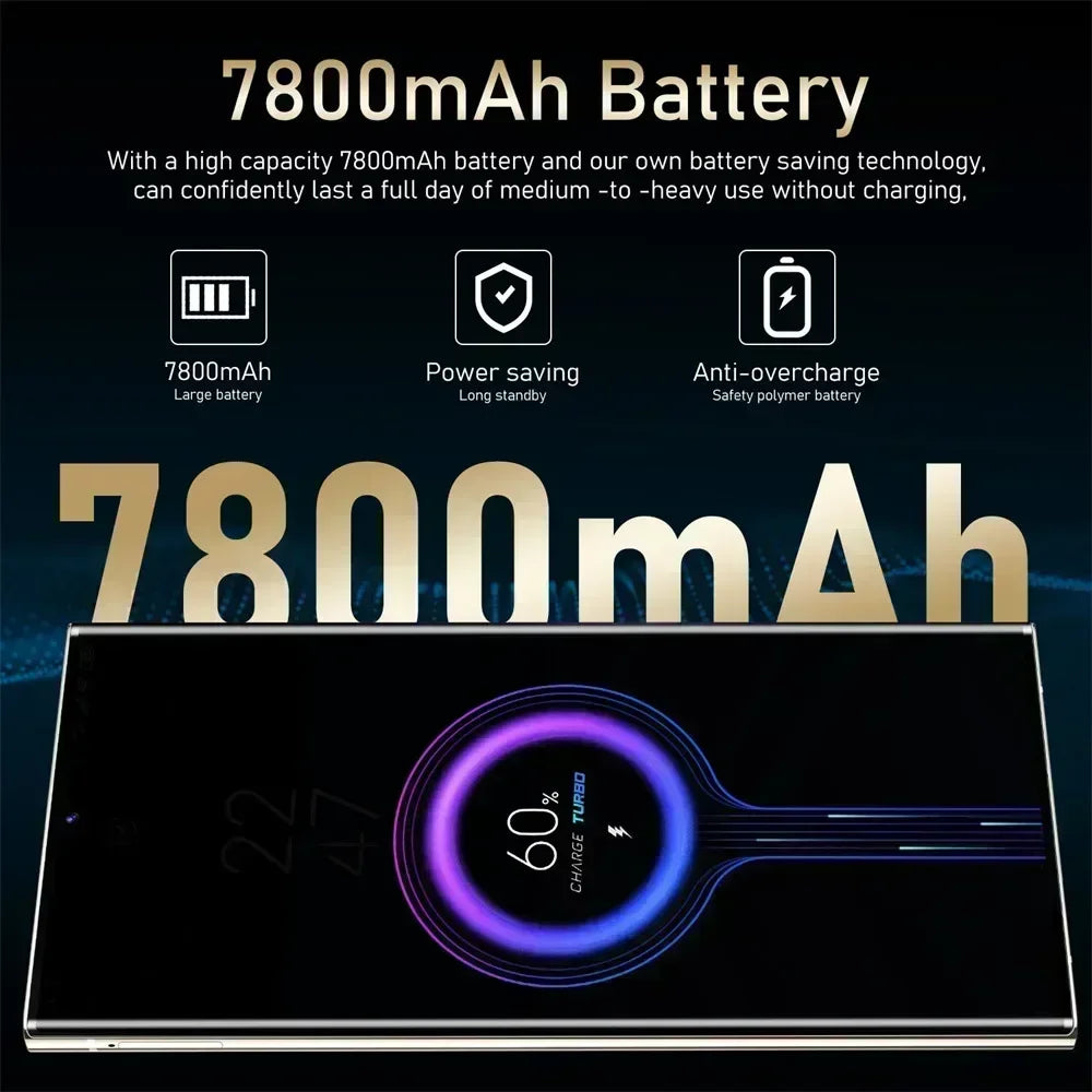 New S24 Ultra 7.3HD Cellphones 4G 5G Original Smartphone Dual SIM Android 14 Cell Phone 7800mAh Global Version Mobile Phones