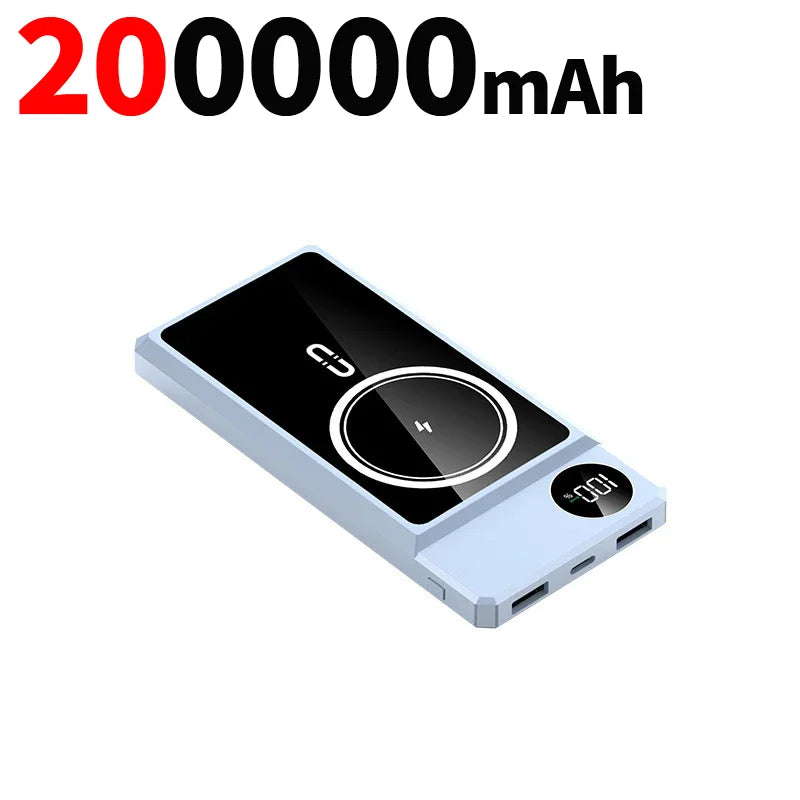 200000mAh Power Bank Magsafe Wireless Large Capacity PowerBank Portable Slimmer Digital Screen Display.