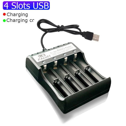 18650 Battery Charger 1/2/4 Slots Dual 18650 Charging 3.7V  Rechargeable Lithium Battery USB Charger For 16340 14500 18650 26650