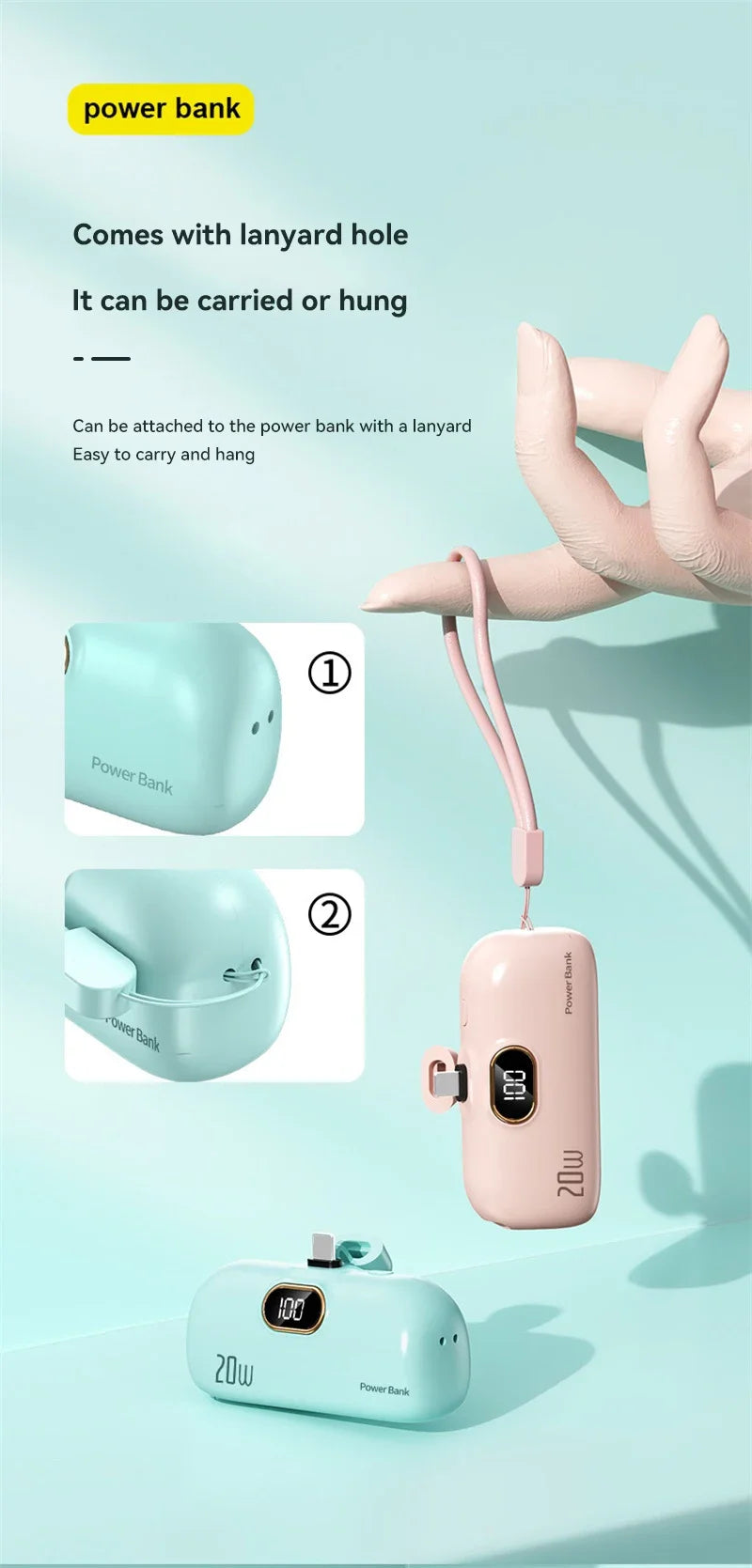 Xiaomi Mijia 30000mAh Mini Portable Power Bank Capsule Mobile Power Supply Emergency External Battery Fast Charger For iPhone 16