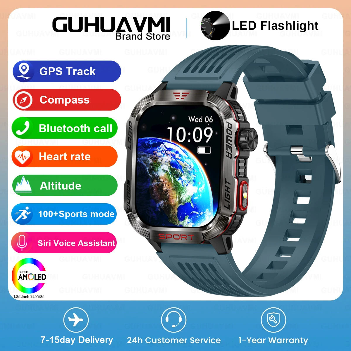 2024 New For Xiaomi Outdoor Smart Watch Men 2.01-Inch HD AMOLED Screen GPS Compass 600 Mah Battery Bluetooth Call SmartWatches